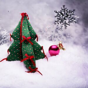 Vintage 3D Stuffed Duck Fabric Christmas Tree Handmade Cottage Cabincore Hunt